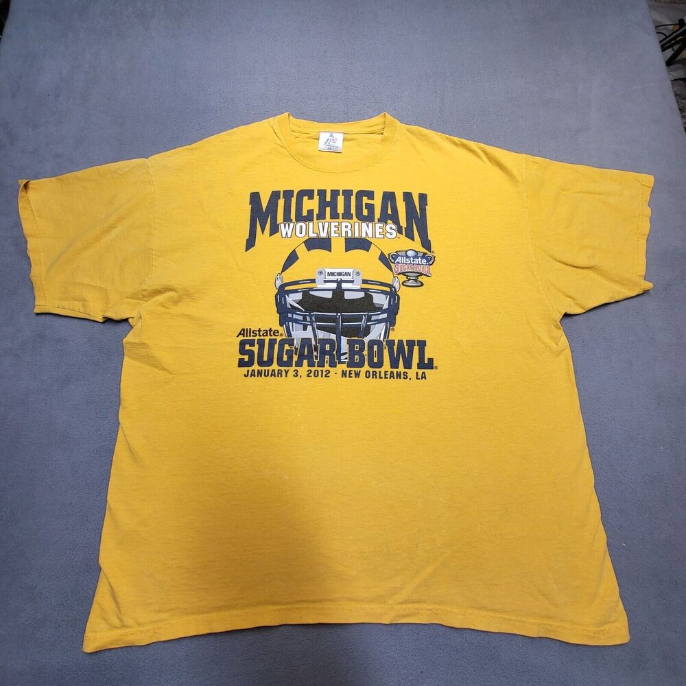 Michigan Wolverines Shirt Mens L Yellow Allstate Sugarbowl College Football